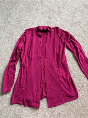 LOFT Open-Front Long Sleeve Cardigan - Fuchsia